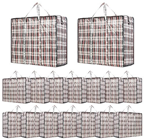 DECO EXPRESS Laundry Bags Large - Strong Durable Storage Bags for Moving House Shopping and Laundry - Jumbo Reusable Zip Bag Storage Bags XXL Multipack (Pack of 16)