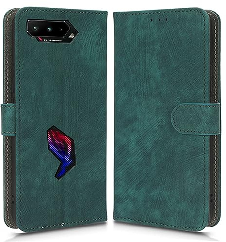 Hülle Kompatibel mit ASUS ROG Phone 5s/ASUS ROG Phone 5, RFID-Blockierung, Magnetisches Flip-Leder, Stoßfeste Schutzabdeckung mit Kartenfächern und Ständer