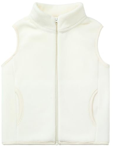 ANIMQUE Bambino Bambini Pile Polare Gilet Adulti Giacca Senza Maniche Colletto in Piedi Antivento Cerniera Caldo Cappotto Solido Genitore-Bambino Leggero Capispalla Tops, Beige 170