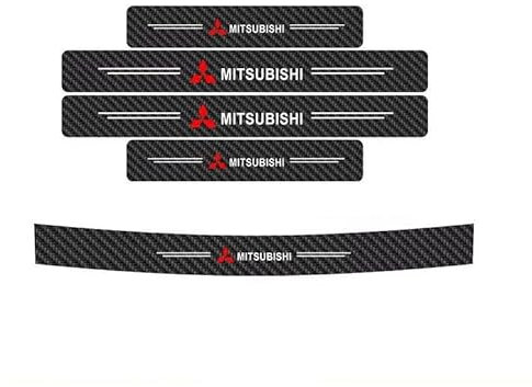 LEVABE Auto Einstiegsleisten für Mitsubishi Eclipse Cross 2018-2023, Carbon Faser Auto Einstiegsleisten Kantenschutz Schutz Heckstoßstange Schutzfolie Dekorations ZubehöR