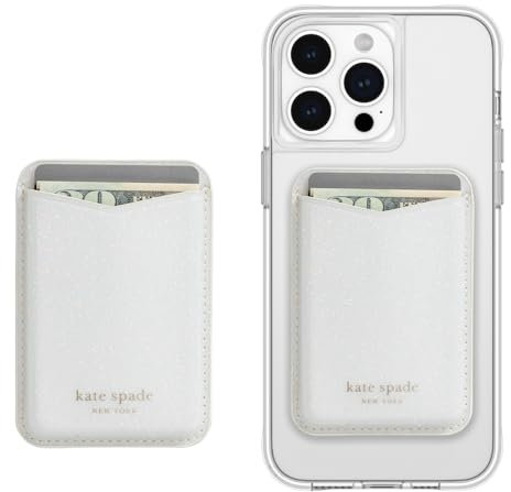 Kate Spade New York - Portafoglio/porta carte magnetico compatibile con MagSafe Wallet - Bianco glitter