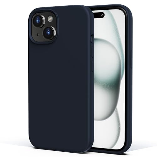 TIIXXA Silicone Case for iPhone 15 Case,Soft Ultra Slim Protective Shockproof Liquid Silicone Phone Case, Anti-Scratch Microfiber Lining, 6.1 Darkblue