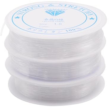 Filo Elastico Trasparente per Bracciali,3 pezzi Filo Nylon per Braccialetti,(0.6mm, 0.8mm & 1mm) per Braccialetti DIY Collane, Perline, e Creazione di Gioielli (Trasparente)