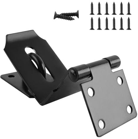 HOWDIA 4 Inch Door Hasp Latch 90 Degree, Stainless Steel Safety Right Angle Padlock Hasp Locking Latch Security Door Clasp Hasp Lock Latch for Push/Sliding/Barn Door, 2mm Thick, Brushed Black