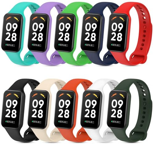 CHULN 10 PCS Correas Compatibles con Xiaomi Smart Band 8 Active, Pulsera Deportivas Adecuadas para Xiaomi Smart Band 8 Active Correas de Repuesto de Silicona