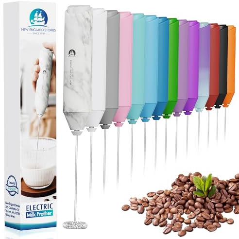 Powerful Milk Frother Handheld Foam Maker, Mini Whisk Drink Mixer for Coffee, Cappuccino, Latte, Matcha, Hot Chocolate, No Stand, Marble