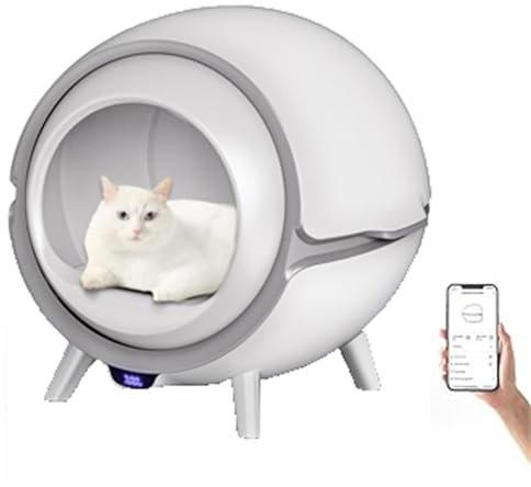 Smart Cat Litter Box, Automatic Self Cleaning Cat Toilet with Anti-Pinch & Odor-Removal Design, Electric Litter Cleaning Robot with App, Clumping Cat Litter