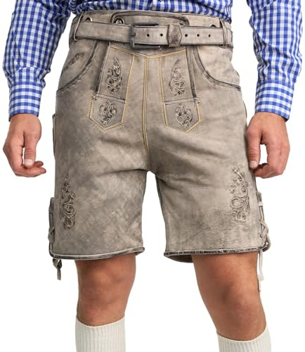 STEIGENHÖFER Vintage Trachten Lederhose für Herren im Antik-Look mit passendem Gürtel, echtes Premium Leder in 3 Farben, Gr. 46-62
