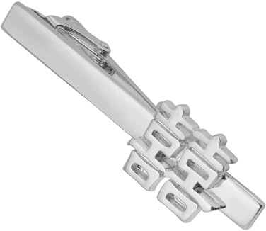 Dsnyu Pince A Cravate Argent, Pince A Cravate Homme Mot Chinois Cuivre Moderne Bijoux pour Mariage Costume Chemise