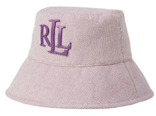 Ralph Lauren Lauren Cross Bucket Hat, Canvas-Fischerhut, Lila-Beige