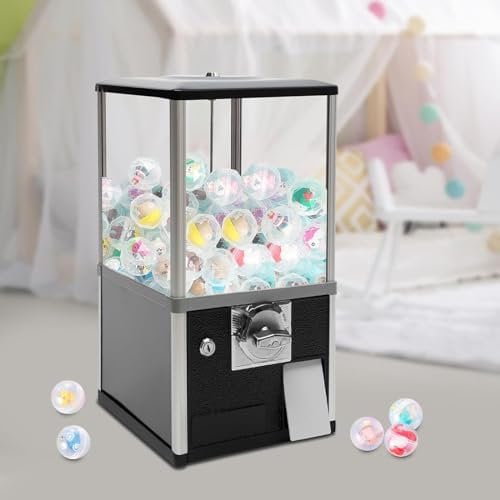 YMAOMAO Mini Vending Machine, Commercial Candy Gumball Machine, Capsule Vending Machine with Locks for 4.5-5.5cm Diameter Capsule Toys, Perfect for Game Stores and Retail Stores Vintage Style,Black