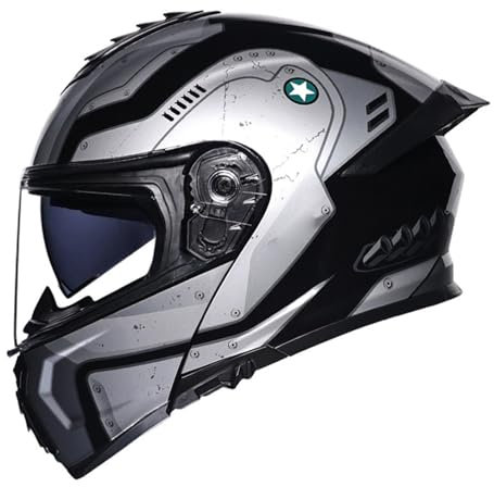 Klapphelm Flip up Motorradhelm Integralhelm Vollvisierhelm Herren Damen mit verstärktem Kinnschutz Chopper Moped Mofa Roller Modular Helm Motorrad mit ECE DOT Zertifizierungl 5,L