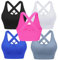 Leversic Sport BH Damen Push up, Sports Bra Ohne Bügel Sport BH Rückenfrei, mit Breiten Trägern für Besseren Halt und Unterstützung, 5PCS-Schwarz+Weiß+Saphir+Blau+Rosarot, M