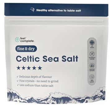 Feel Complete - 200g Fine & Dry Celtic Salt – No Grinding Needed – Organic Approved, 82 Essential Minerals – Healthy Celtic Sea Salt Organic Alternative to Table Salt