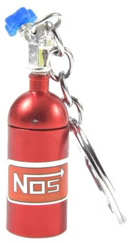 EMOM Fitness Trendiger NOS Turbo Stickstoffflasche Autoschlüsselanhänger – Modischer Metall Schlüsselring, Einzigartiges Autozubehör für Sportwagenliebhaber (Rot)