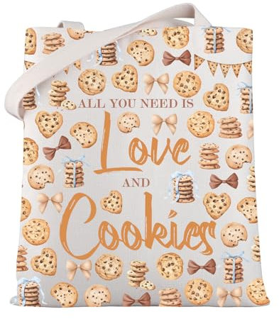 MYSOMY Keksliebhaber, Geschenk, All You Need Is Love And Cookies, wiederverwendbare Handtasche, Bäcker-Geschenk, Keks-Thementasche, Cookie Tb, 13.7inch*15inch