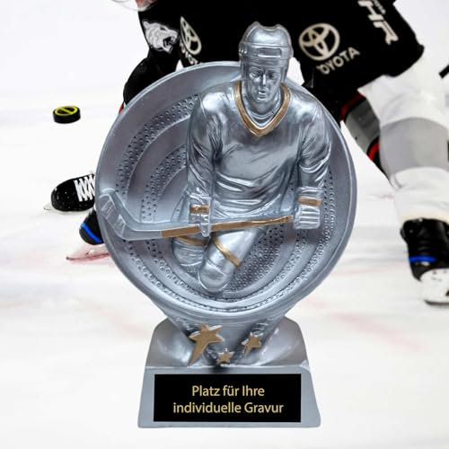 eberin · Eishockey-Pokal Dynamik auf der Eisfläche – EIN Zeichen des sportlichen Triumphs · Eishockey Spieler*innen Pokal · Eishockeyverein · Wunschgravur · 15,5 cm · (MIT Gravur)