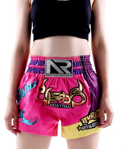 ARIASS Short MMA, Muay Thai, Arts Martiaux, Combat en Cage, BJJ, Boxe, Short de Combat Grappling pour Hommes Femmes Enfants(Pink 2,L)