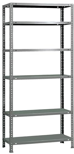 PROREGAL Schraubregal Panda Tall | HxBxT 200x90x30cm | 6 Fachböden | Fachlast 75kg | Grau | Schwerlastregal Lagerregal Garagenregal