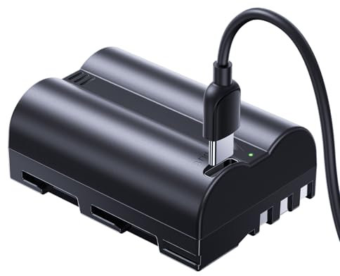 llano EN-EL3e Batterie avec Port USB-C, Batterie de Remplacement Haute Performance 2400 mAh pour Appareils Photo Nikon D50, D70, D70s, D80, D90, D100, D200, D300, D300S, D700 – Noir
