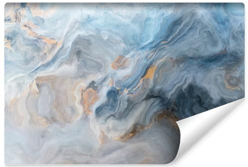 Muralo - 3D Non-Woven Wallpaper - Photo Wallpaper 3D Effect - Wallpaper for Living Room Bedroom Wallpaper - Photo Wallpaper - Blue Marble Motif - Width 520 cm x Height 318 cm