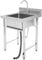 TFIANYNI 60x60x93cm Freistehende Edelstahl Spültisch Gastro 1 Becken, Einstellbare Höhe, Rückwand 13cm, Edelstahl Waschtisch Mit 360°Wasserhahn, Wabenförmiger Sprudler, Filter