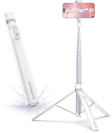 KraftGeek 168cm Palo Selfie Trípode para Movil con Apertura Automática | Tripode Movil Extensible con Control Remoto Bluetooth, Tripe Telemovel Portátil Compatible con iPhone/Samsung/Android