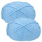Häkelgarn Baumwolle Wolle zum Häkeln Chenille 2x50g Häkelwolle,Crochet Yarn Dickes Baumwoll-Nylon-Mischgarn Häkelgarn für Anfänger Hellblaues Garn