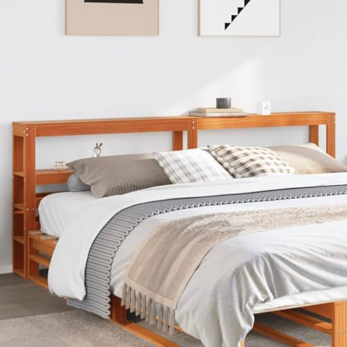 Xichuzi Kopfteil mit Ablagen Wachsbraun 200 cm Massivholz Kiefer, Kopfteil Bett, Bettrückwand, Headboard, Bettrückwände, Bettkopfteilbezug, Kopfteilabdeckung - 850874