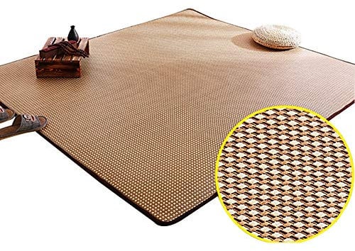 Bambus-Teppich für Korridor, Eisseide, Sommermatte für Wohnzimmer, individuelle Größe, 2,5 m x 1,4 m, glatt und glitchfrei, Kinder-Krabbelmatte, Rattan-Kissen, für drinnen und draußen