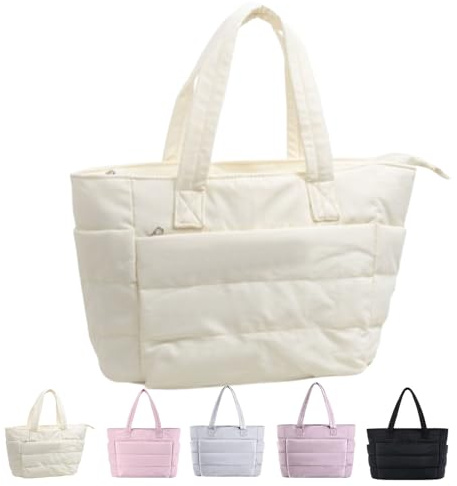 EEJBYTDI Puffer Reisetasche, gesteppte Puffer-Tragetasche für Damen, große Größe, leicht, bauschig, Tragetasche mit Fächern