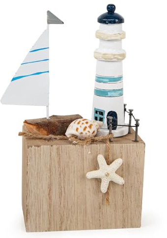 Logbuch-Verlag Leuchtturm Deko Figur maritimes Dekoobjekt Segelboot Sommerdeko Badezimmer 16 cm