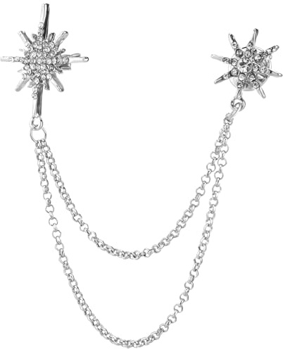 DEARMAMY Elegantes Abschlussgeschenk Strassbrosche in Stern Form aus Legierung mit Quastenbrosche und Kettendetailing für Festliche Anlässe und Hochzeiten