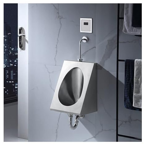 QUSYZD An der Wand montierte Toilette aus Edelstahl 304, Urinal mit Spülung für Männer, kommerzielles Urinal für Erwachsene mit intelligenter Induktionsspülung, vertik,Wall Row-Concealed Sensor