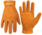HANDLANDY Kids Genuine Leather Work Gloves for ages 3-11, Children Gardening Gloves for Boys, Girls (Small (for age 2-4), Orange)