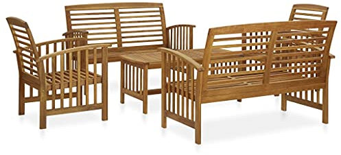 Utiny 5-TLG. Garten-Lounge-Set Gartenset Sitzmöbel Sitzgruppe Gartenbank Beistelltisch Gartengarnitur Massivholz Akazie Braun Type 1