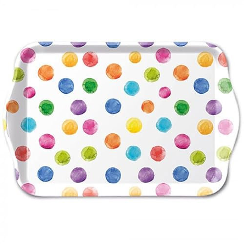 Ambiente kleines Tablett Dekotablett 13 x 21 cm Melamin Bunte Tupfen Geburtstag Party