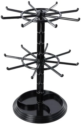 Anseom 2 Livelli Espositore Girevole per Gioielli Espositore per portachiavi Espositore Gioielli Porta Scaffale per Gioielli Supporto Girevole per Collana per Bracciali Anelli Ciondoli, Nero