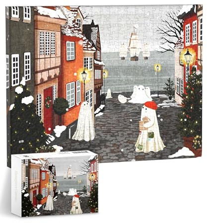 PieceRelax Canvas Wall Art Puzzles for Adults - Katherine Blower - Harbor’s First Snow Unique Gift & Home Décor with Plastic Jigsaw Puzzle Artwork for Living Room Bedroom [HN1475]