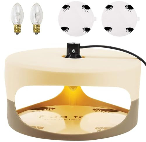 Mineup Flohfalle Für Wohnung Testsieger, LED Flohlichtfalle,Flohfallen Mit 3 Klebescheiben Flea Trap Lamp, Floh-Und Bettwanzenfalle, Leichte Klebrige Bettwanzen Falle Für Wohnzimmer Küche Schlafzimmer