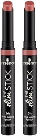 essence THE slim STICK, Lippenstift, Nr. 103, Nude, langanhaltend, pflegend, Expressergebnis, farbintensiv, matt, vegan, ohne Parfüm, ohne Alkohol, ohne Parabene, 2er Pack (1.7g)