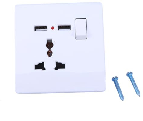 HOMSFOU 2A Dual USB Wandsteckdose mit Power Off Poliger Wandanschluss für Tablets und Digitalkameras Kompatibel mit US Au Steckern Weiße