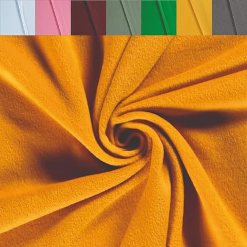 Polarfleece Meterware antipilling - Fleecestoff weich/kuschelig - Kuschelfleece Uni - Polyesterfleece - Winterstoff - 50 x 150 cm, Farbe: 134 ocker