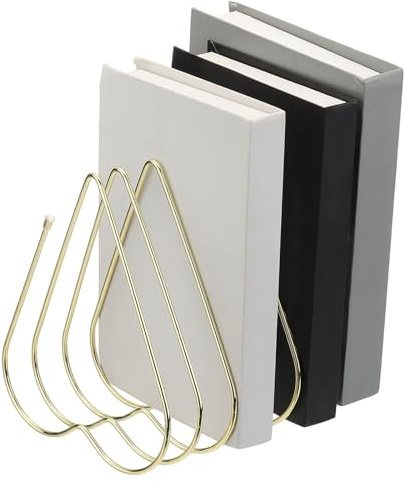 PATIKIL Folder Organizer Stand, 7 Slot Metal Heart Shaped File Rack File Holder for Desk Magazine Letter Paper Mail Home Office Decor Magazine Letter Paper Mail, Gold Tone