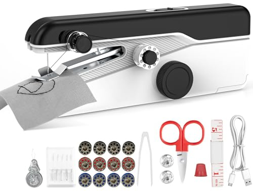 Mini Handnähmaschine Elektrisch - Robofun S3 Elektrische Nähmaschine Tragbare mit Nähzubehör für Anfänger, 2 Modi, Leicht & Einfach - Handnähmaschine Testsieger für Kleidung, DIY, Reisen, Hause