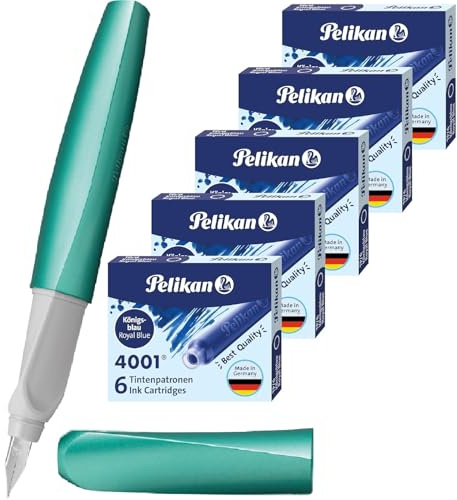 Pelikan Twist Füllhalter, Edelstahl-Feder in Strichbreite M inkl. Tintenpatrone