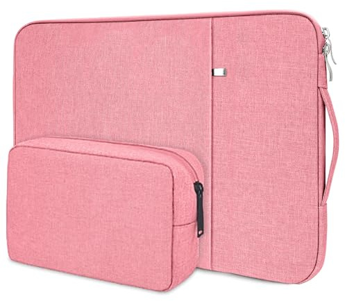 Flintronic Laptop Sleeve for 14 Inch, Water Resistant Laptop Sleeve, Portable Mens Lap-top Bag with Pockets and Compartments, Compatible with MacBook, Asus, Dell, HUAWEI 14 Inch Lap-top (Pink)