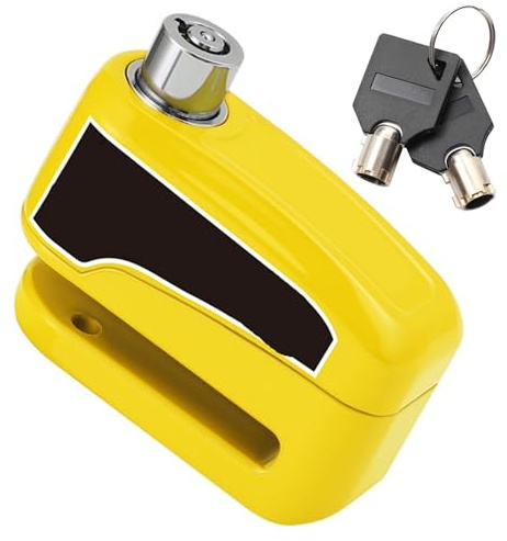 Antivol Moto Cadenas Alarme Frein à Disque Verrouillage Moto Bloc sécurité Disque de Roue Antivol de Guidon(Yellow)
