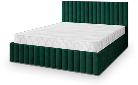 Masseno Polsterbett CARMIA K 120x200 cm, Doppelbett, Bettkasten, Stauraum, Lattenrost Und Kopfteil - Grün, Kronos 19
