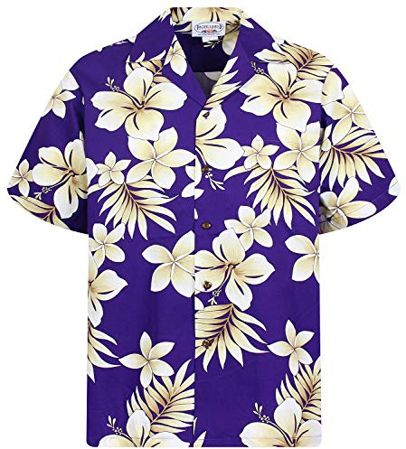 P.L.A. Pacific Legend Original Hawaiihemd, Kurzarm, Goldblume, Violett, XXL